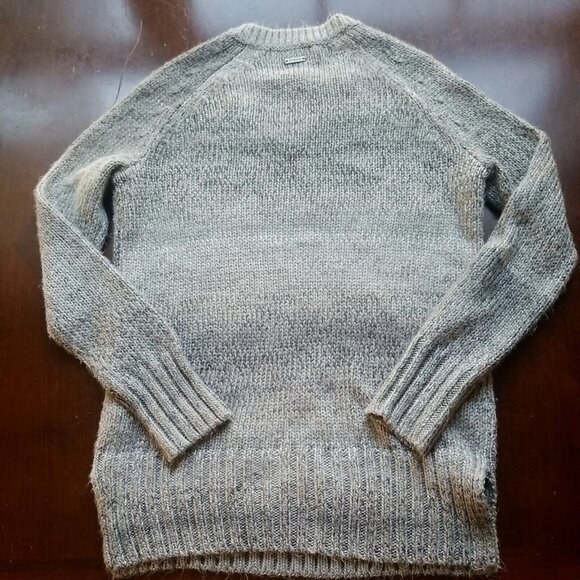 Prana Womens S Leisel Chunky Cable Knit Tunic Sweater Gray Stripe V-Neck - Picture 6 of 8